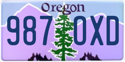 OR license plate 987OXD