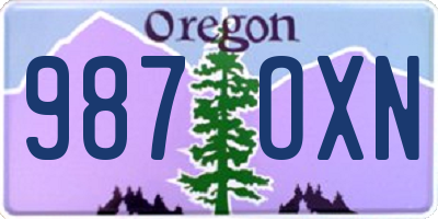 OR license plate 987OXN