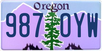 OR license plate 987OYW