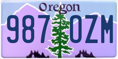 OR license plate 987OZM