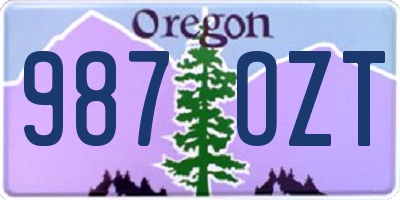 OR license plate 987OZT