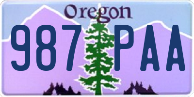 OR license plate 987PAA