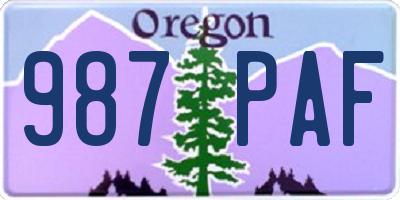 OR license plate 987PAF