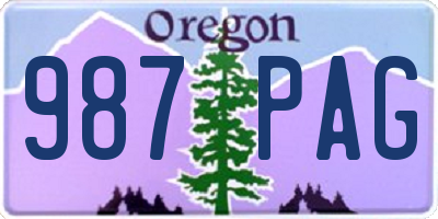OR license plate 987PAG