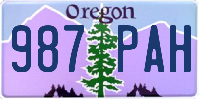 OR license plate 987PAH