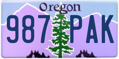 OR license plate 987PAK