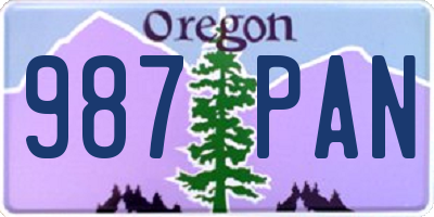 OR license plate 987PAN