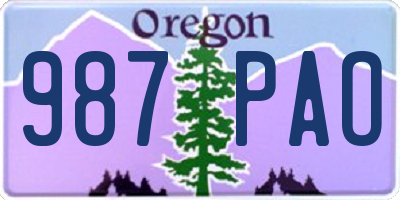 OR license plate 987PAO
