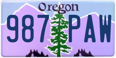 OR license plate 987PAW