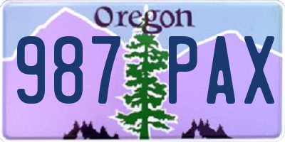 OR license plate 987PAX