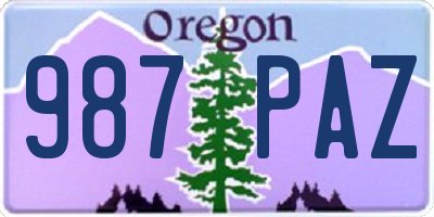 OR license plate 987PAZ