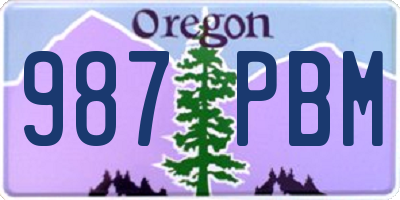 OR license plate 987PBM