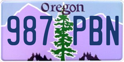 OR license plate 987PBN