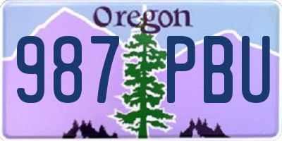 OR license plate 987PBU