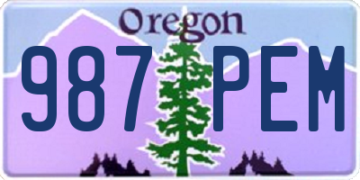 OR license plate 987PEM