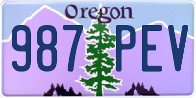OR license plate 987PEV