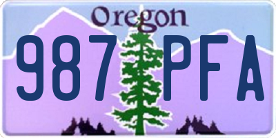 OR license plate 987PFA