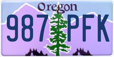 OR license plate 987PFK
