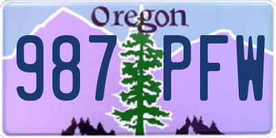 OR license plate 987PFW