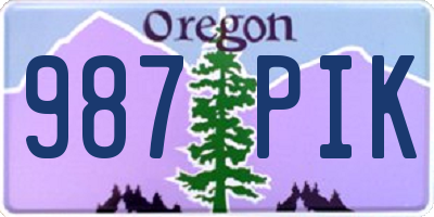 OR license plate 987PIK