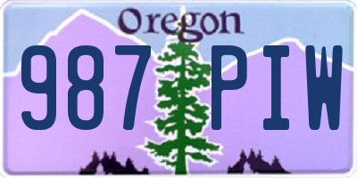 OR license plate 987PIW