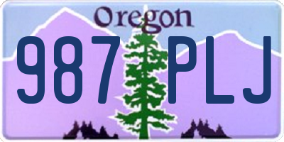 OR license plate 987PLJ