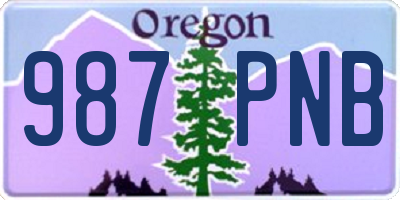 OR license plate 987PNB