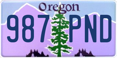 OR license plate 987PND