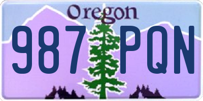 OR license plate 987PQN