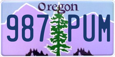 OR license plate 987PUM