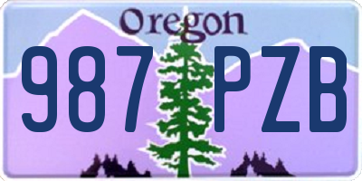 OR license plate 987PZB