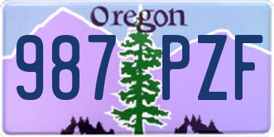 OR license plate 987PZF