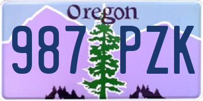 OR license plate 987PZK