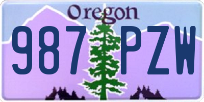 OR license plate 987PZW