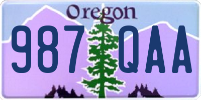 OR license plate 987QAA