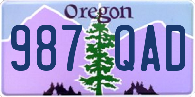OR license plate 987QAD
