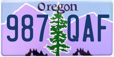 OR license plate 987QAF