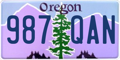 OR license plate 987QAN