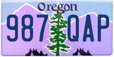 OR license plate 987QAP