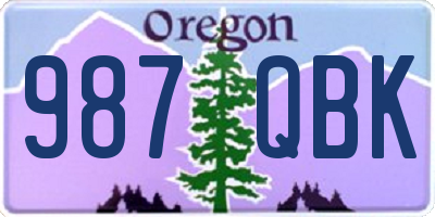OR license plate 987QBK