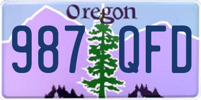 OR license plate 987QFD