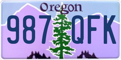 OR license plate 987QFK