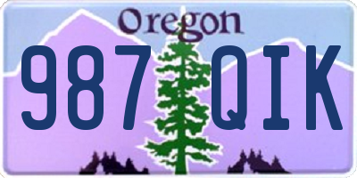 OR license plate 987QIK
