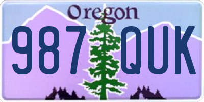 OR license plate 987QUK