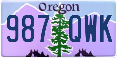 OR license plate 987QWK
