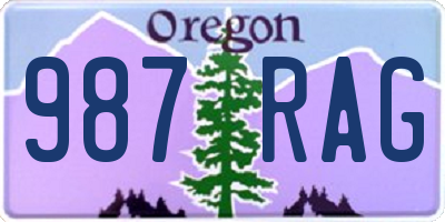 OR license plate 987RAG