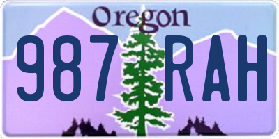 OR license plate 987RAH