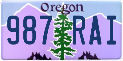 OR license plate 987RAI