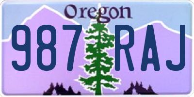 OR license plate 987RAJ