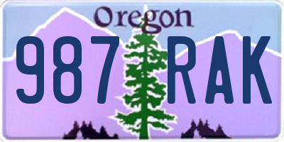 OR license plate 987RAK